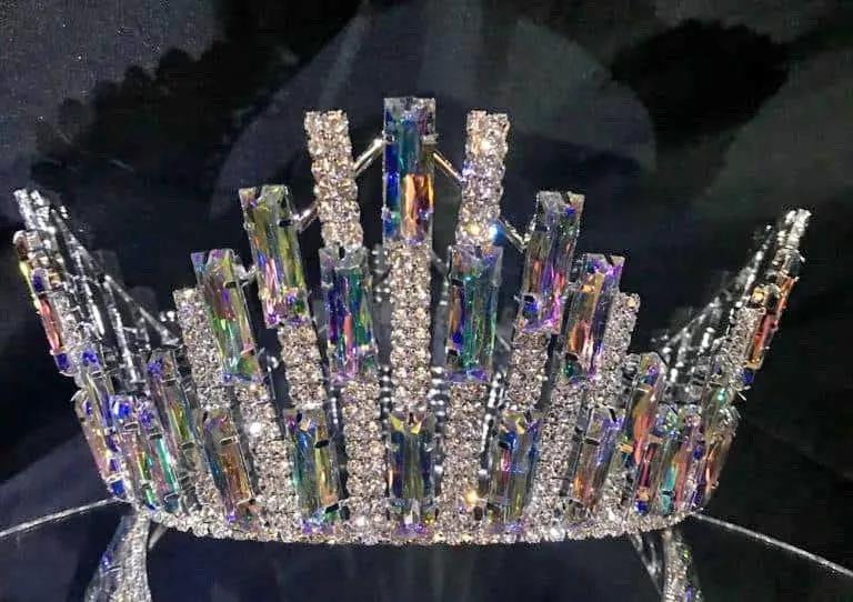 Penelope Series Fully Round Rhinestone Crown Aurora Borealis