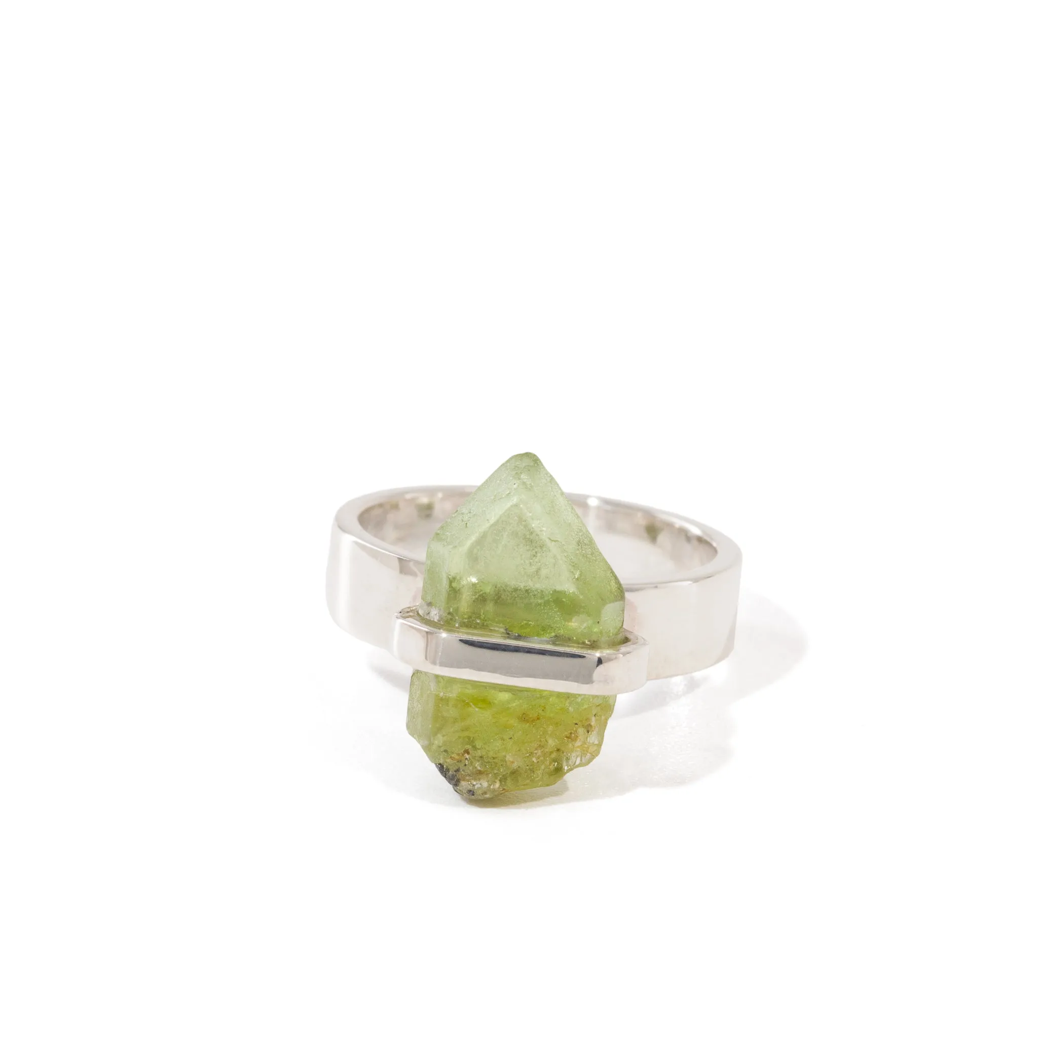 Peridot 8.6 Carat Handcrafted Sterling Silver Natural Crystal Ring