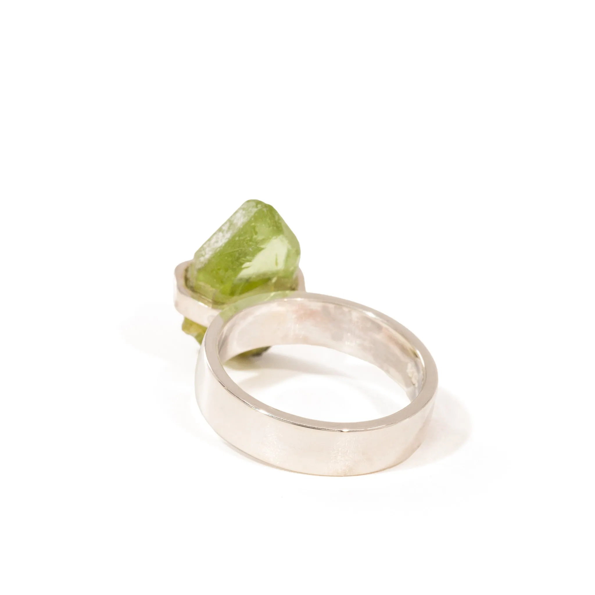 Peridot 8.6 Carat Handcrafted Sterling Silver Natural Crystal Ring