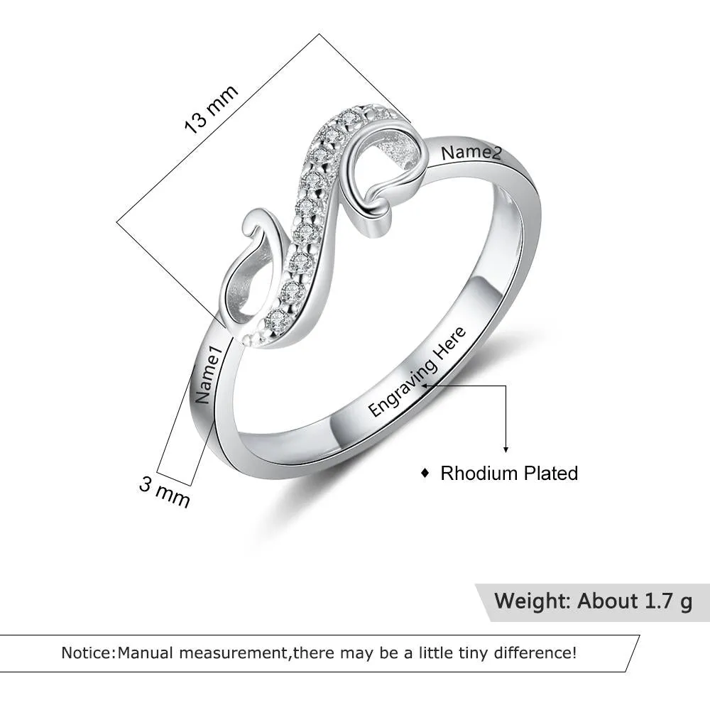 Personalized Geometric Style Engraved Name Ring - Custom Two Names - Mothers Gift