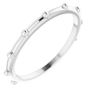 Platinum Beaded Station Ring