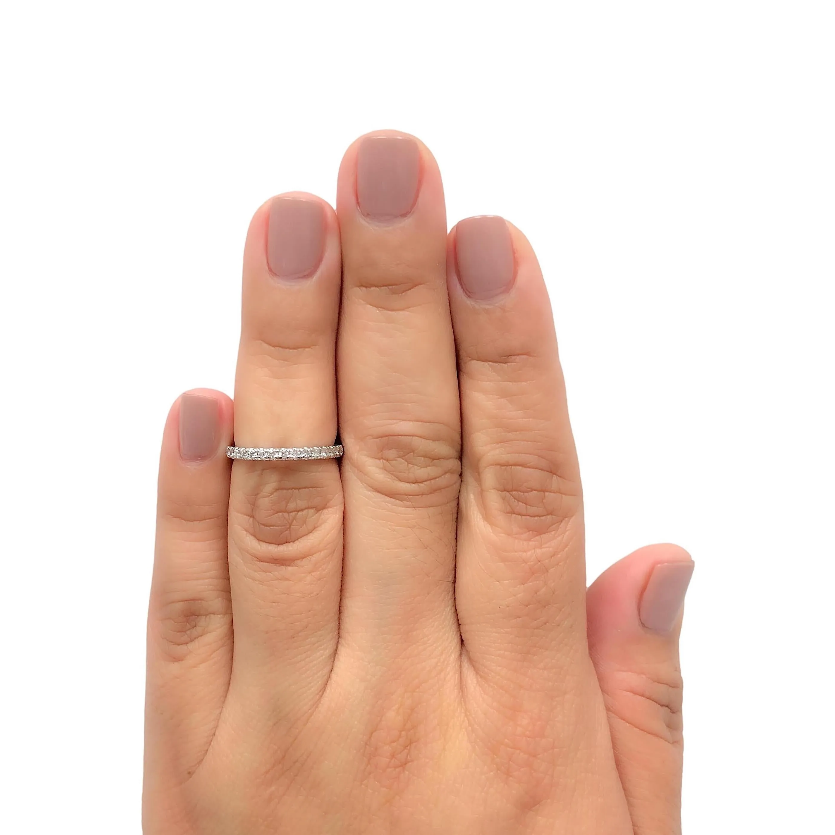 Platinum Full Circle .85ct Round Diamond Wedding Band Ring Size 4.75