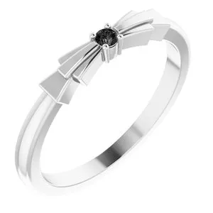 Platinum Natural Black Onyx Stackable Ring