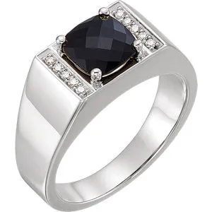 Platinum Onyx & 1/10 CTW Diamond Ring