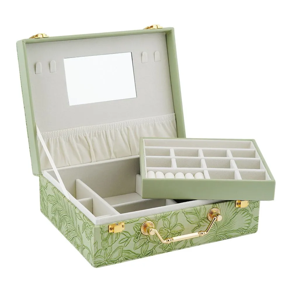 Premium Wooden Jewelry Organizer Box, Ideal for Earrings, Rings & Accessories, Large, Green, BT-7