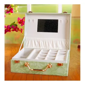 Premium Wooden Jewelry Organizer Box, Ideal for Earrings, Rings & Accessories, Large, Green, BT-7