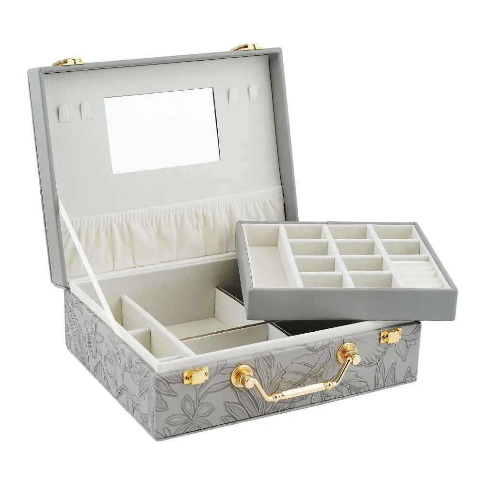 Premium Wooden Jewelry Organizer Box, Ideal for Earrings, Rings & Accessories, Large, Grey, BT-7