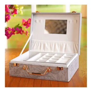 Premium Wooden Jewelry Organizer Box, Ideal for Earrings, Rings & Accessories, Large, Grey, BT-7