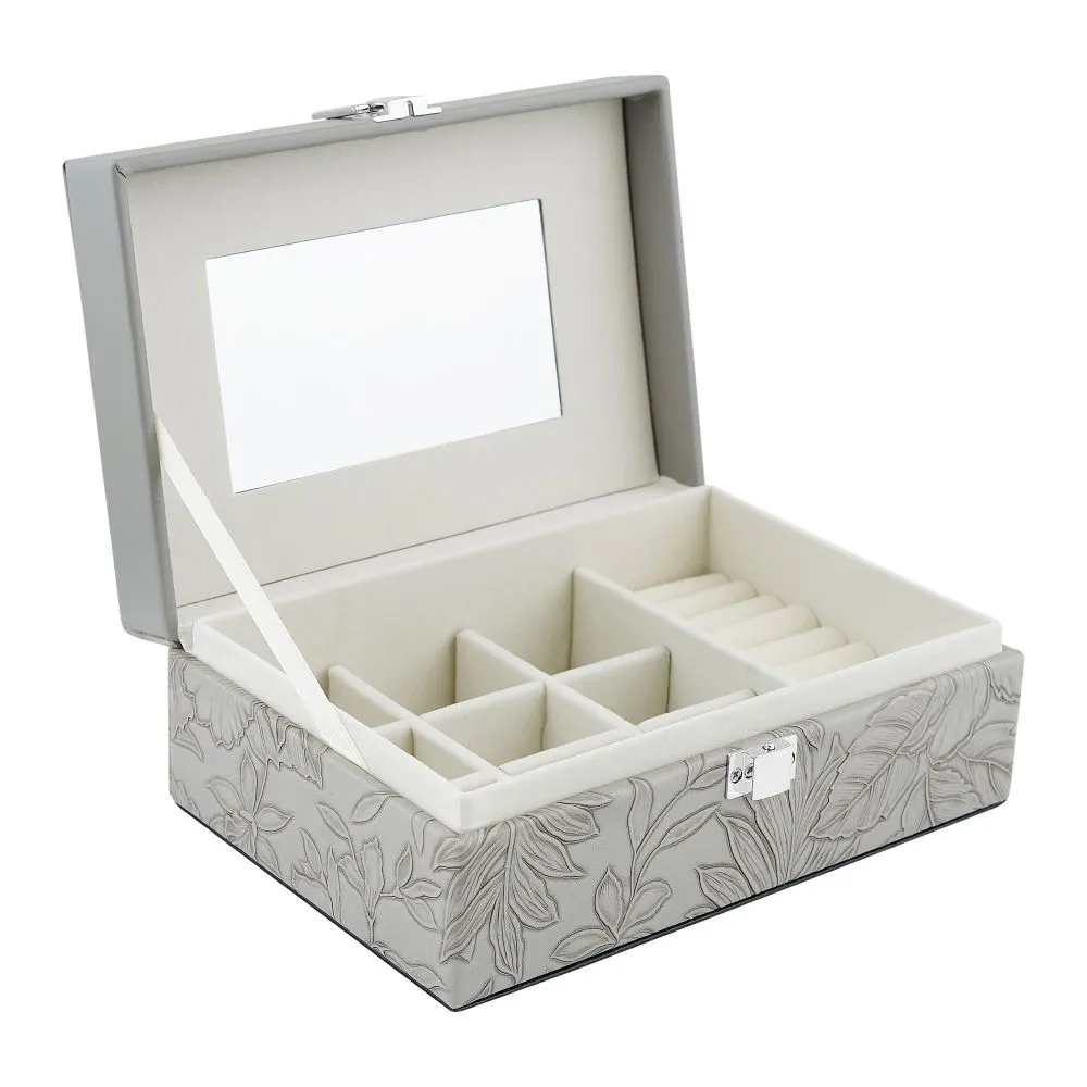 Premium Wooden Jewelry Organizer Box, Ideal for Earrings, Rings & Accessories, Medium, Grey, BT-6