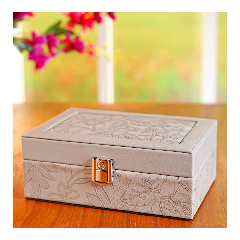 Premium Wooden Jewelry Organizer Box, Ideal for Earrings, Rings & Accessories, Medium, Grey, BT-6
