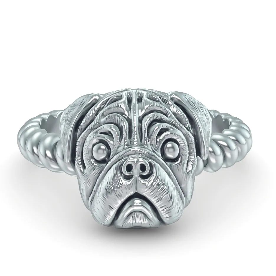 PUG Breed Jewelry Twisted Wire Rope Ring