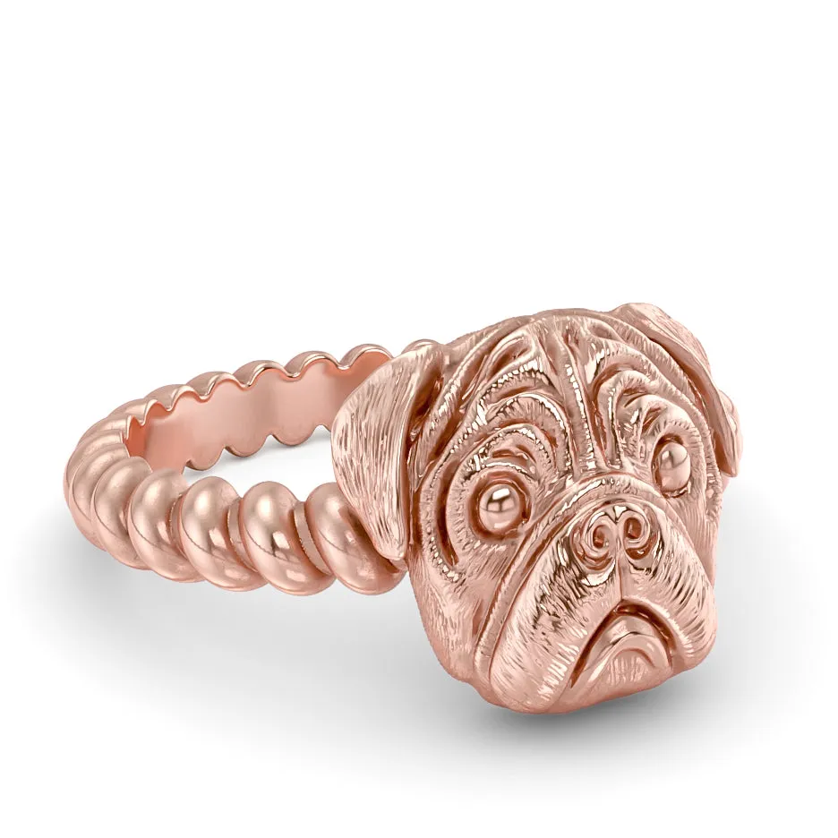 PUG Breed Jewelry Twisted Wire Rope Ring