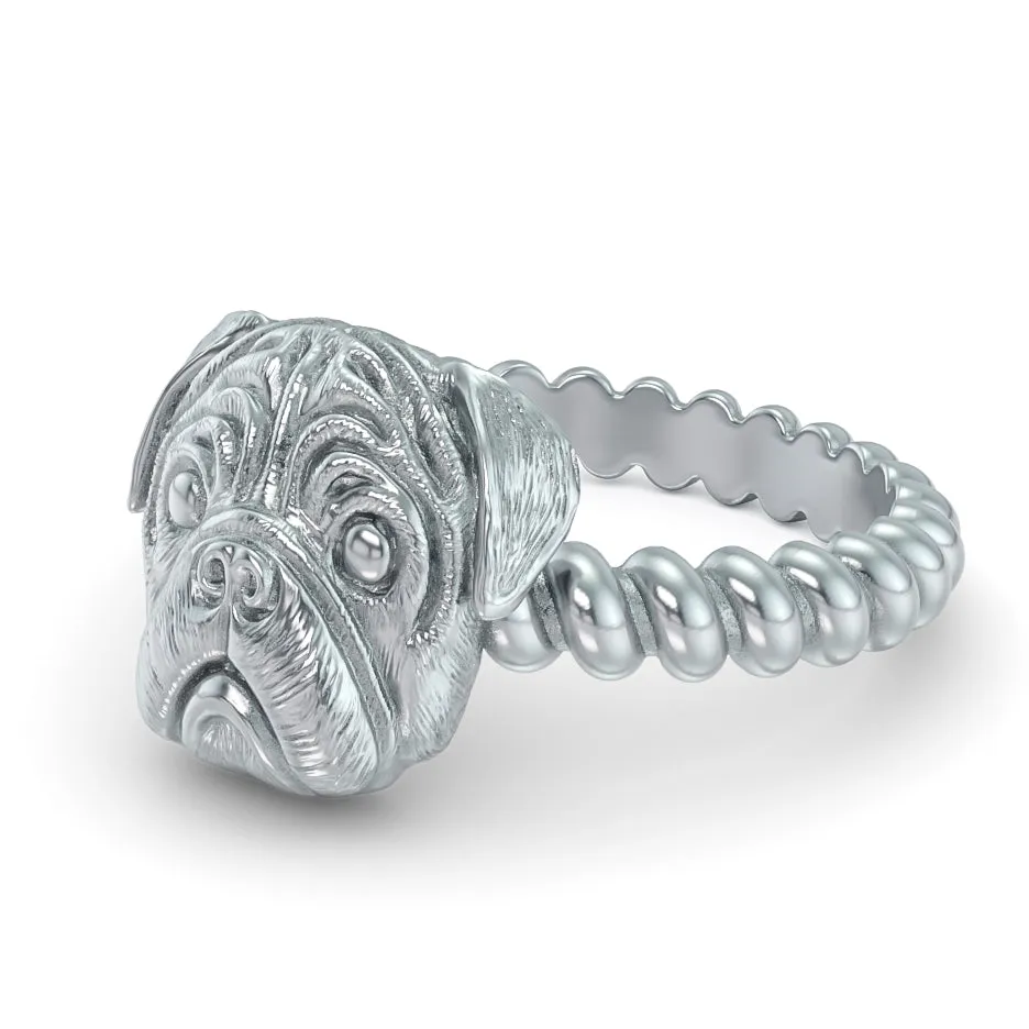 PUG Breed Jewelry Twisted Wire Rope Ring