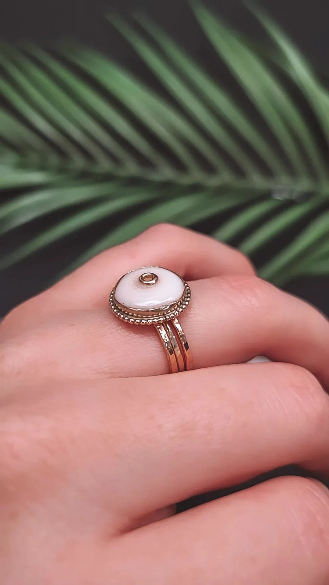 Puka Pimpin Ring Off White With Gold Center #2