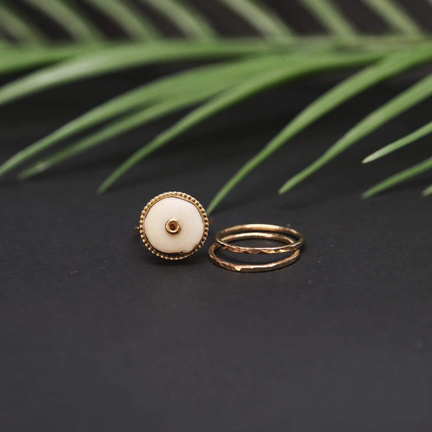 Puka Pimpin Ring Off White With Gold Center #2