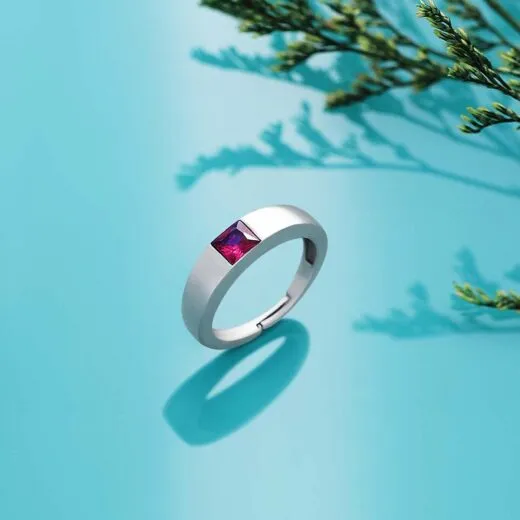 Pure Silver Ring - Made With Luxurious Ruby Pink Gemstone