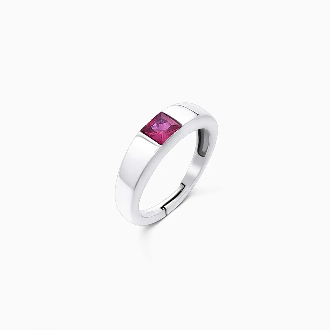 Pure Silver Ring - Made With Luxurious Ruby Pink Gemstone
