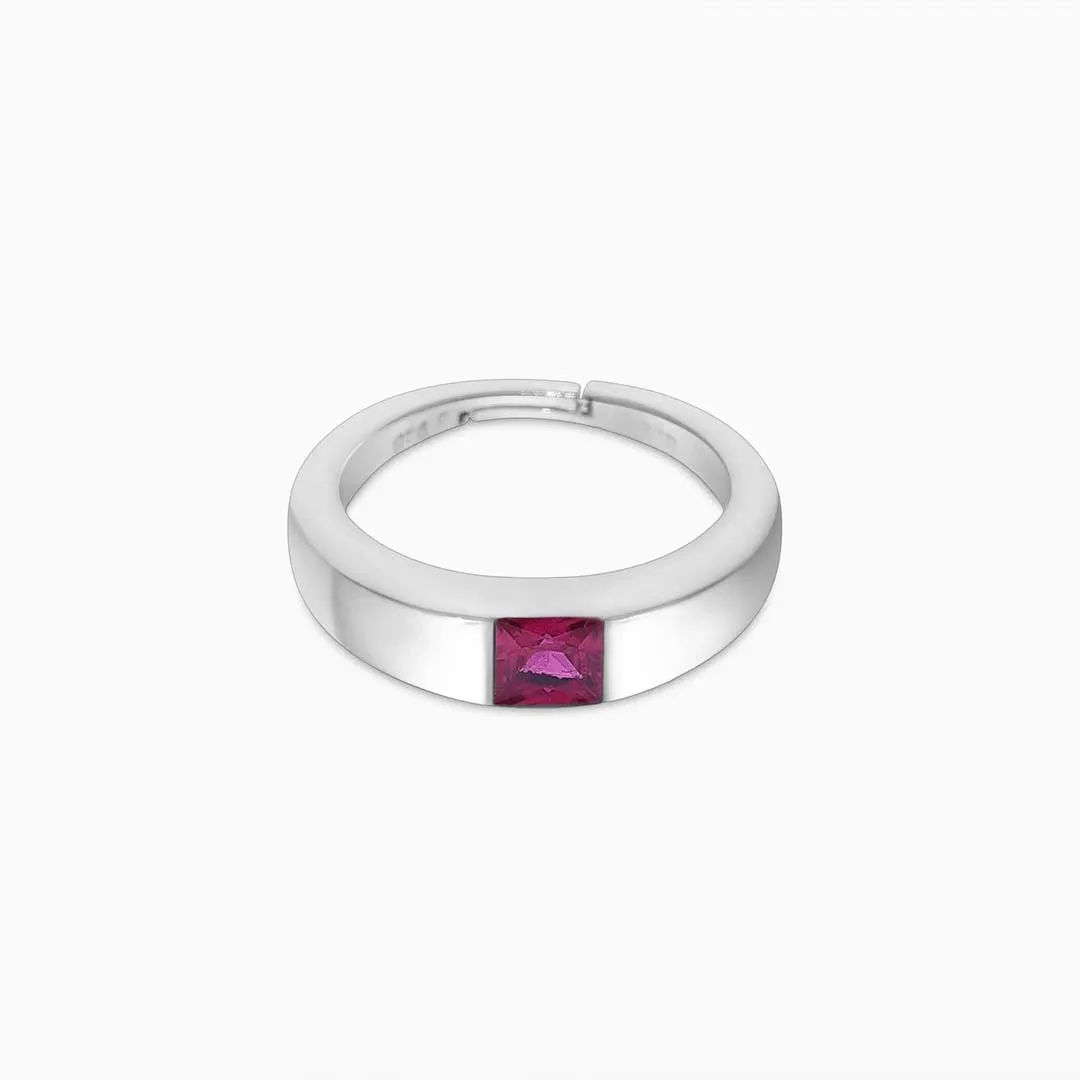 Pure Silver Ring - Made With Luxurious Ruby Pink Gemstone