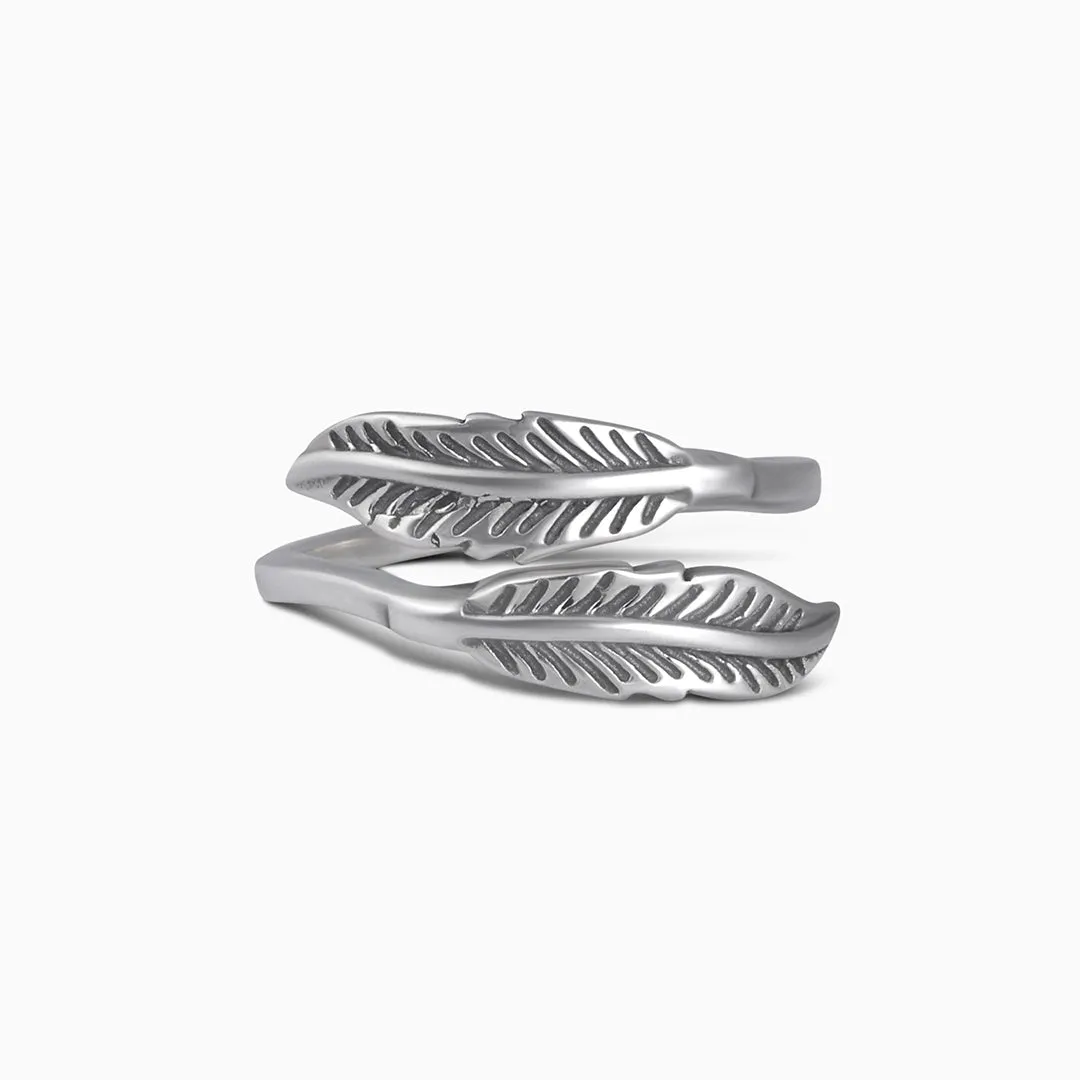 Pure Silver Ring - Woodland Whispers Wtih Double Leaf