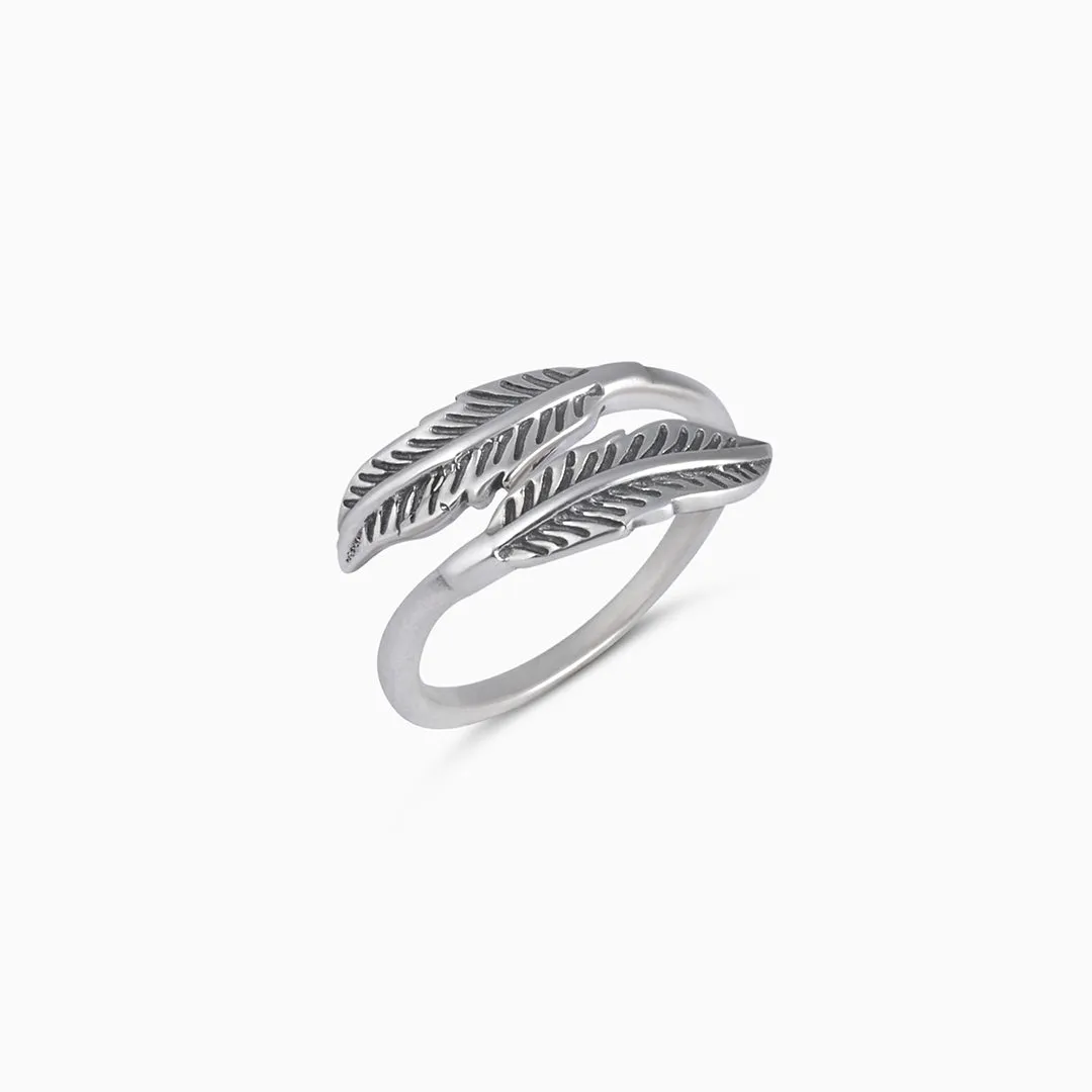 Pure Silver Ring - Woodland Whispers Wtih Double Leaf