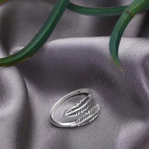 Pure Silver Ring - Woodland Whispers Wtih Double Leaf