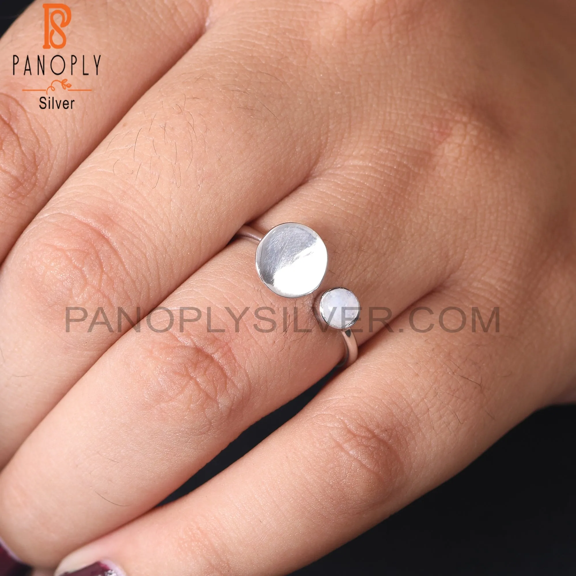 Rainbow Moonstone 925 Silver Custom Adjustable Rings