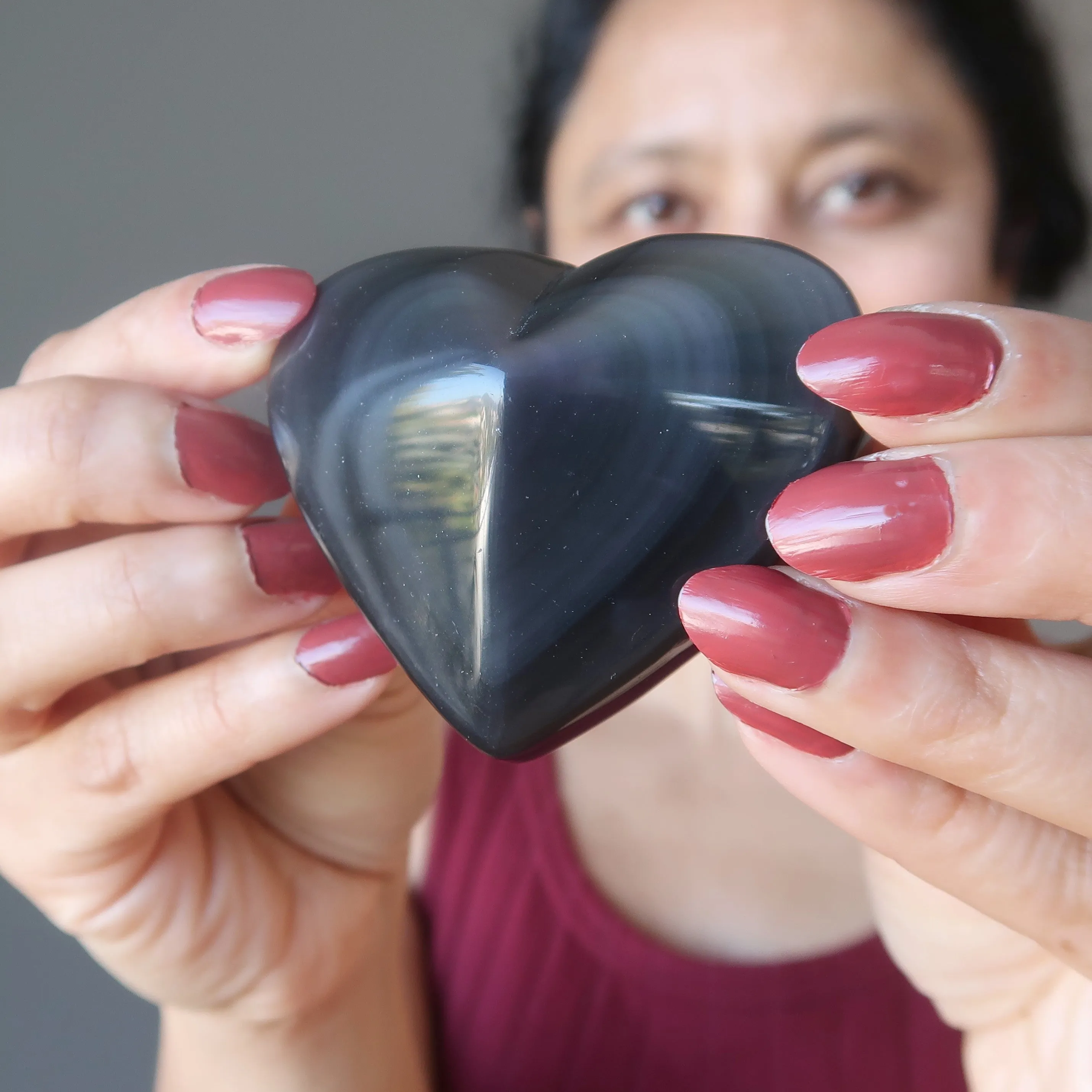Rainbow Obsidian Heart Blue Protected Love Gem