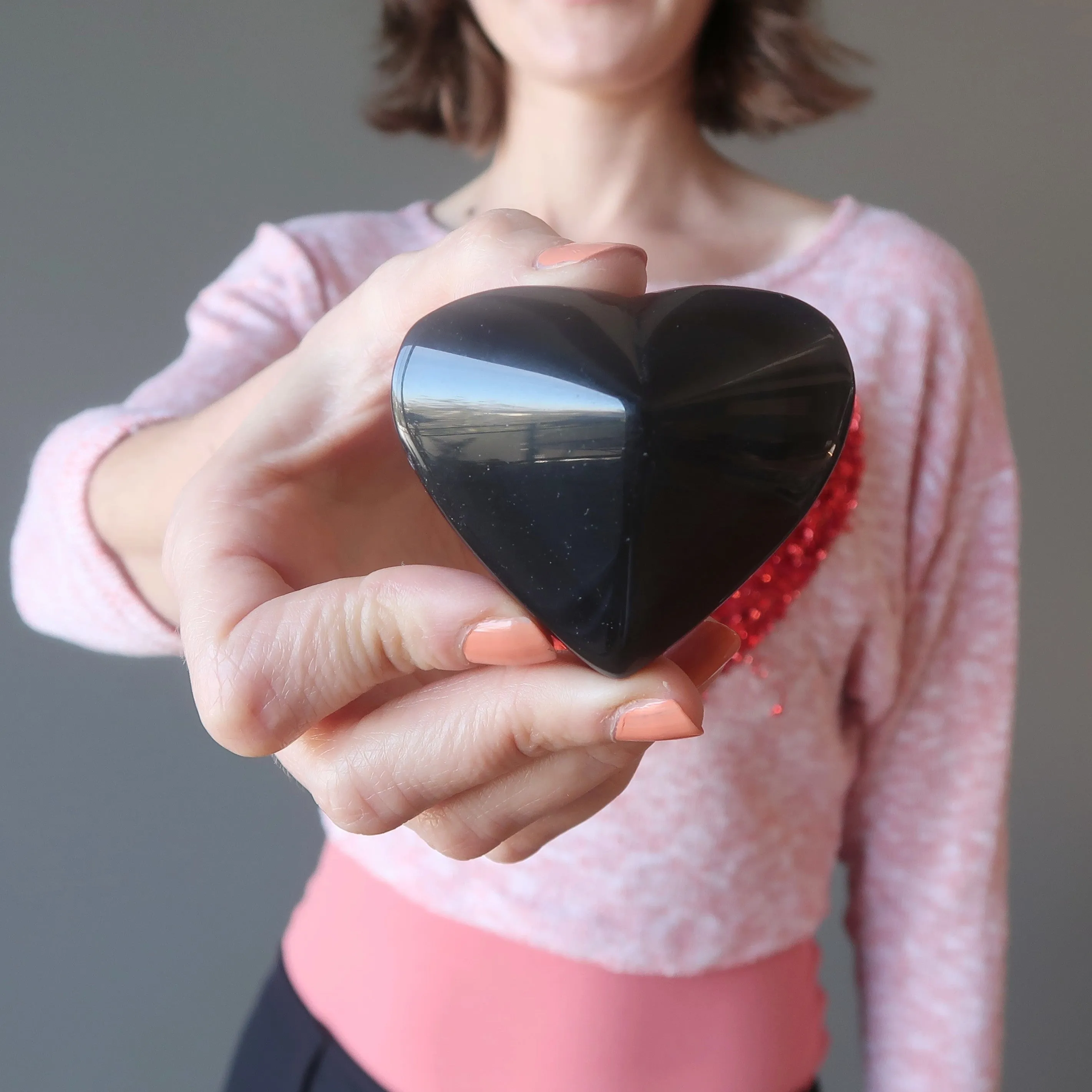 Rainbow Obsidian Heart Blue Protected Love Gem