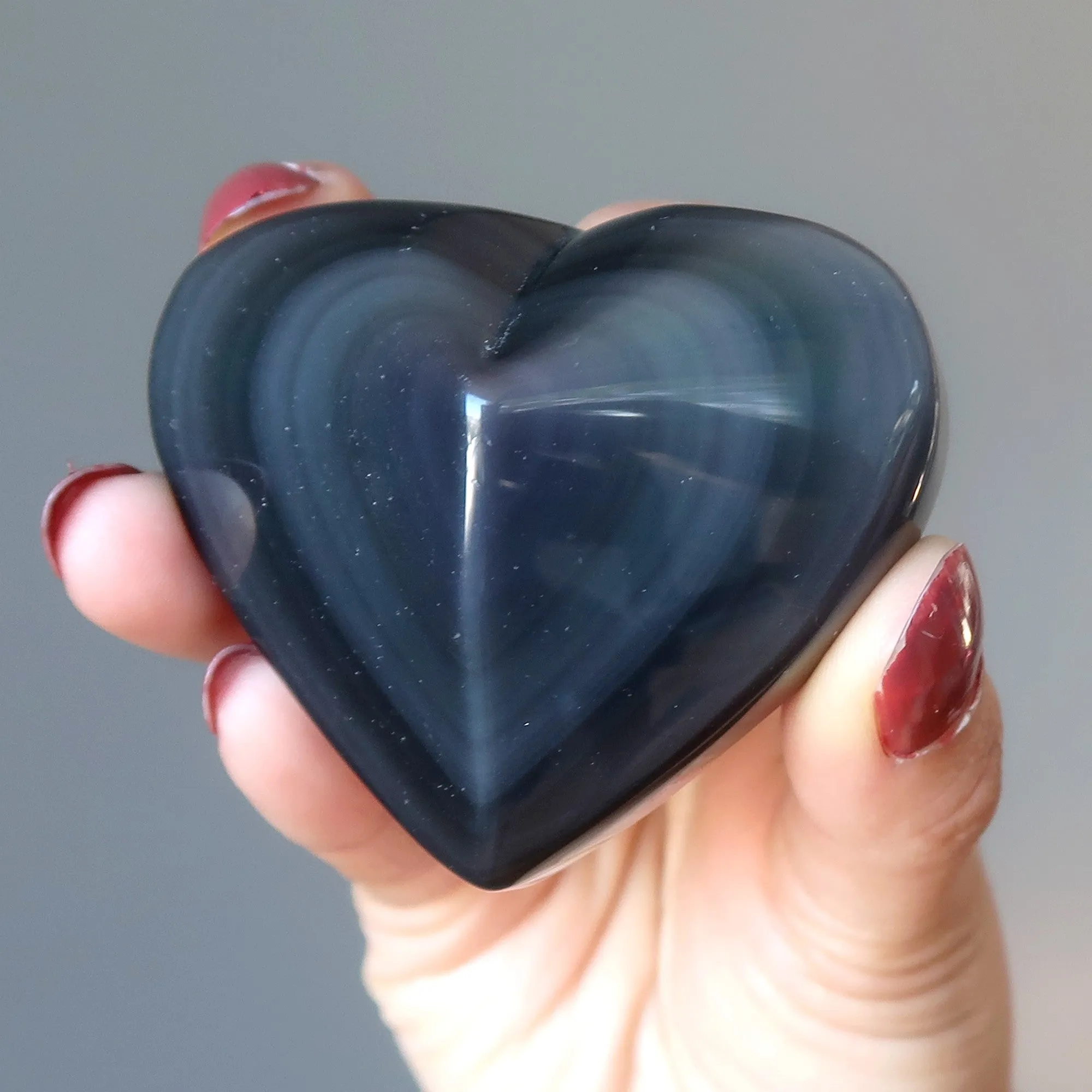 Rainbow Obsidian Heart Blue Protected Love Gem