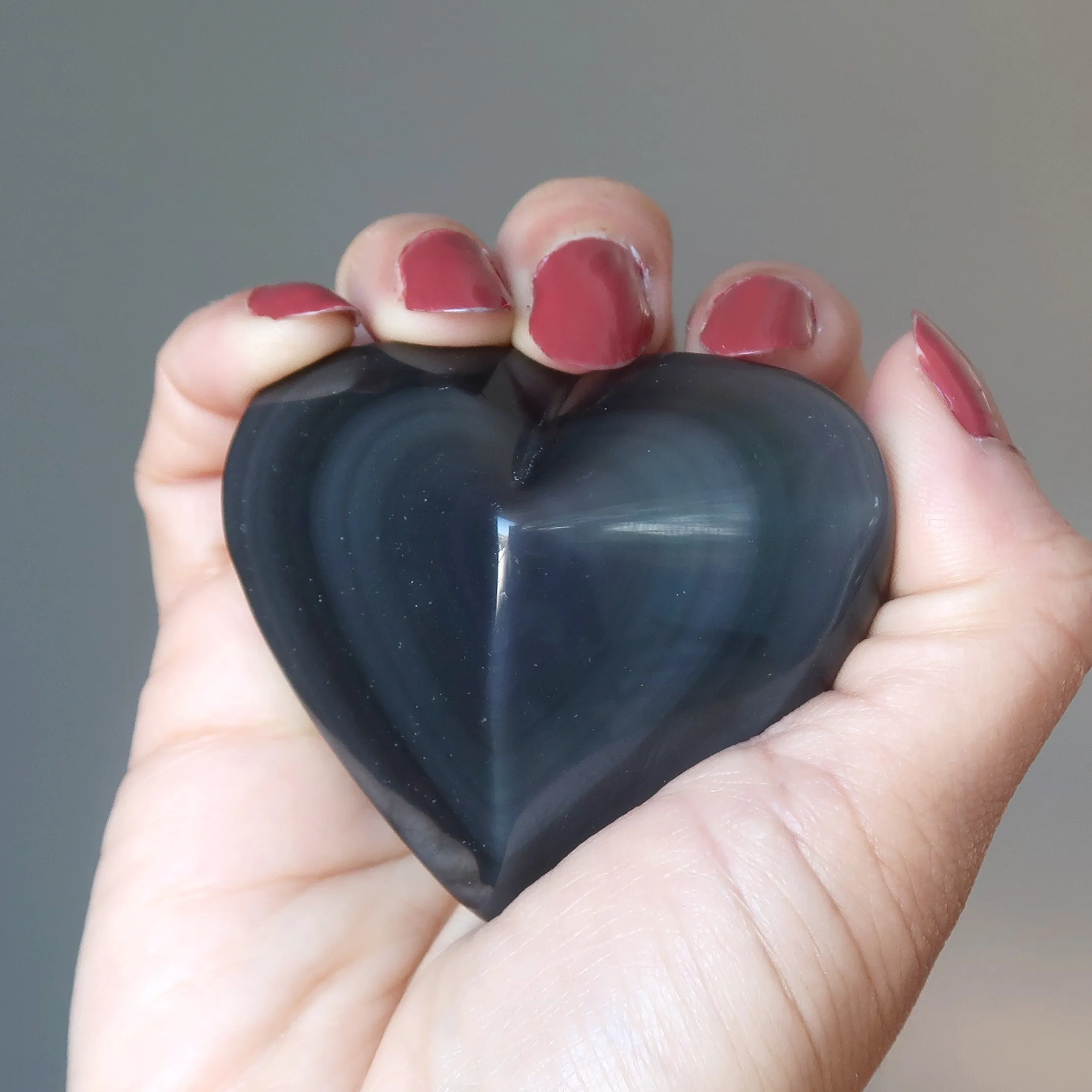 Rainbow Obsidian Heart Blue Protected Love Gem