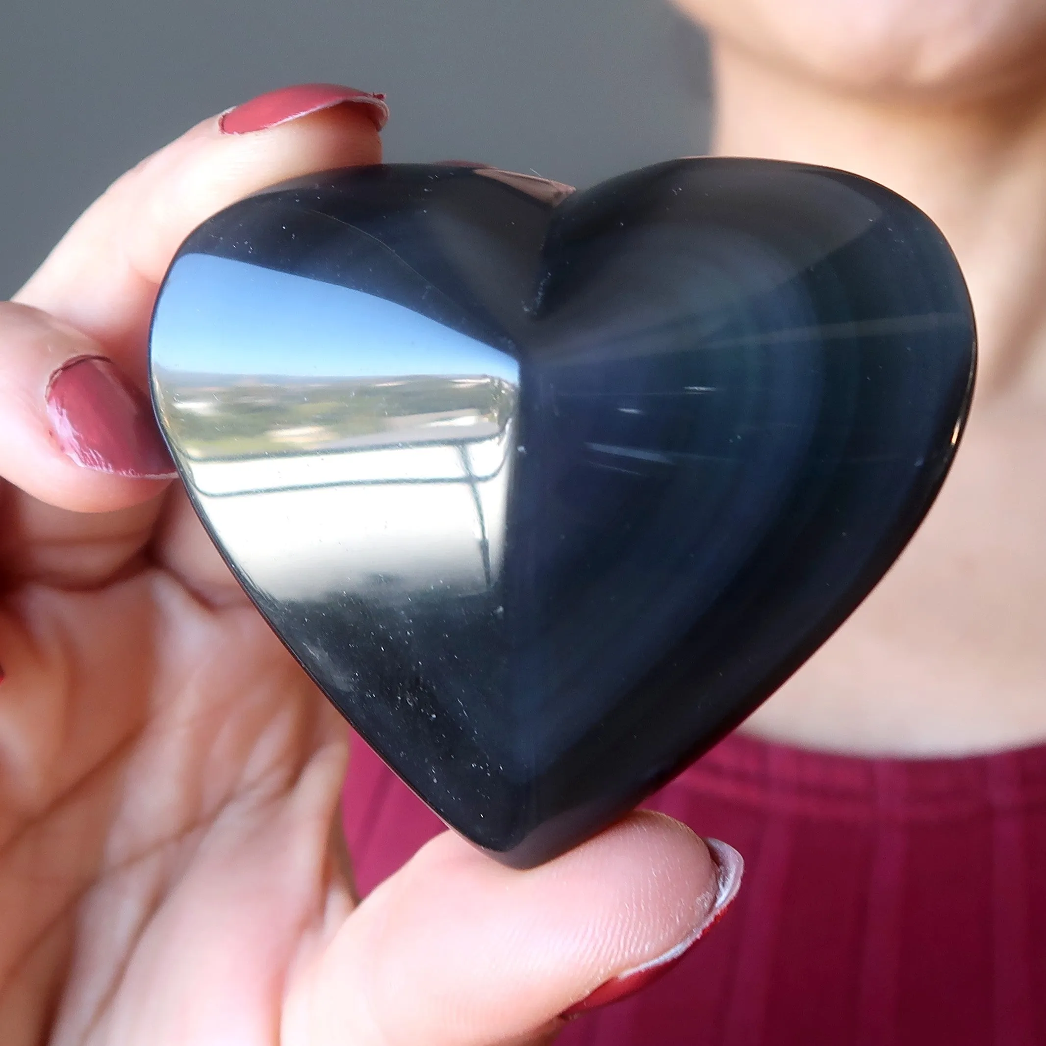 Rainbow Obsidian Heart Blue Protected Love Gem