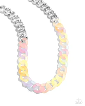 Rainbow Ragtime - Multi - Colorful Acrylic Chain Paparazzi Short Necklace