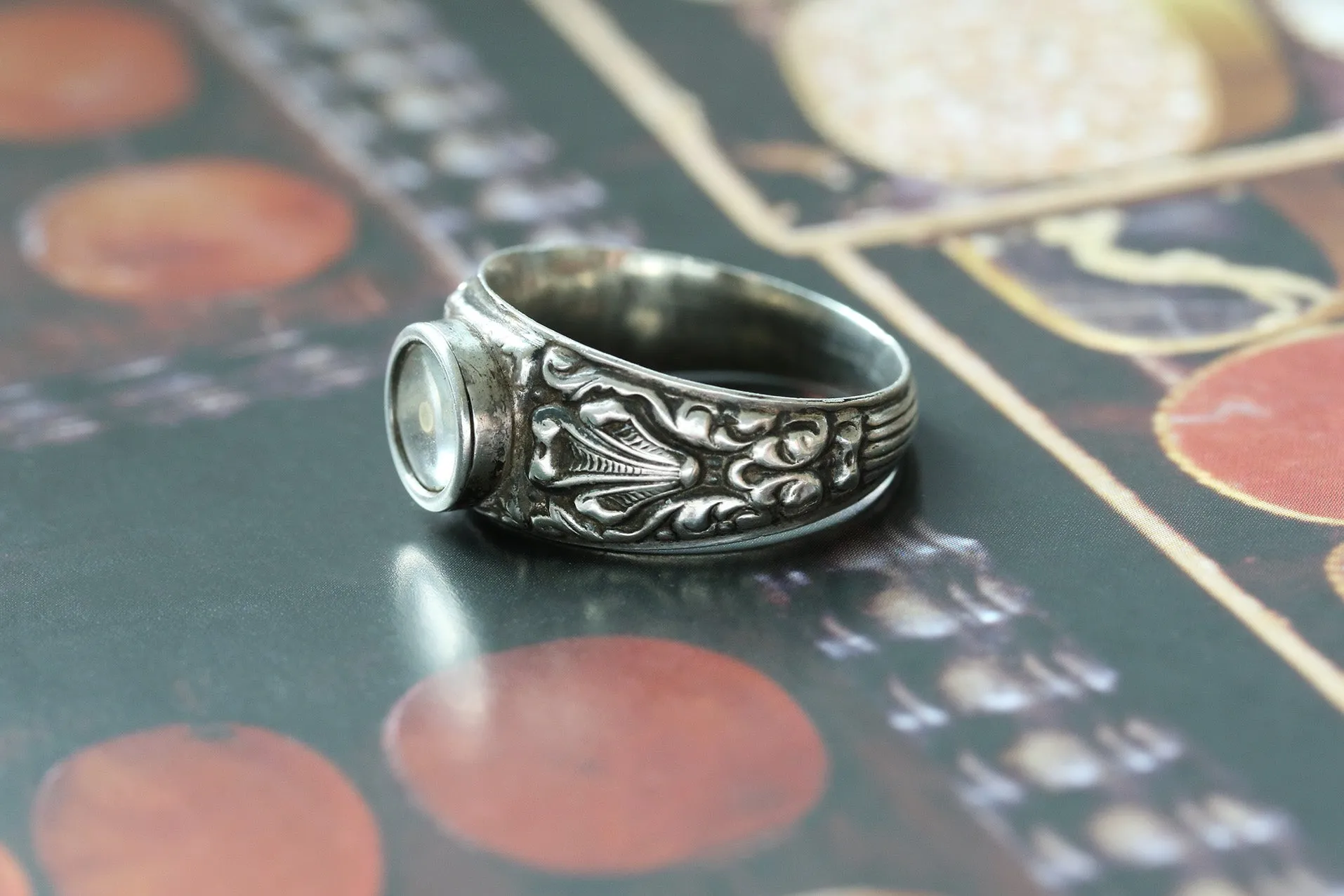 Rare Mid-19th Century Silver Compass Ring