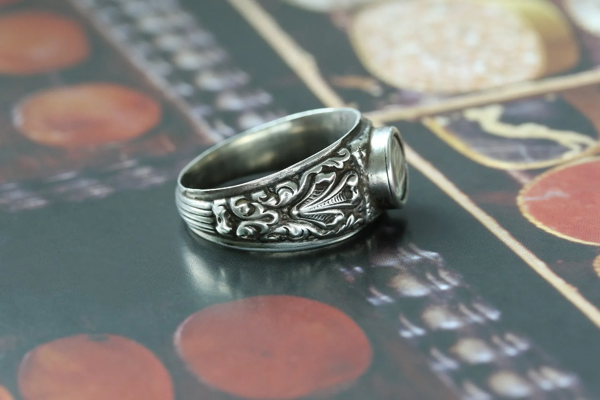 Rare Mid-19th Century Silver Compass Ring
