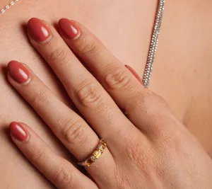 Real citrine tree stone ring