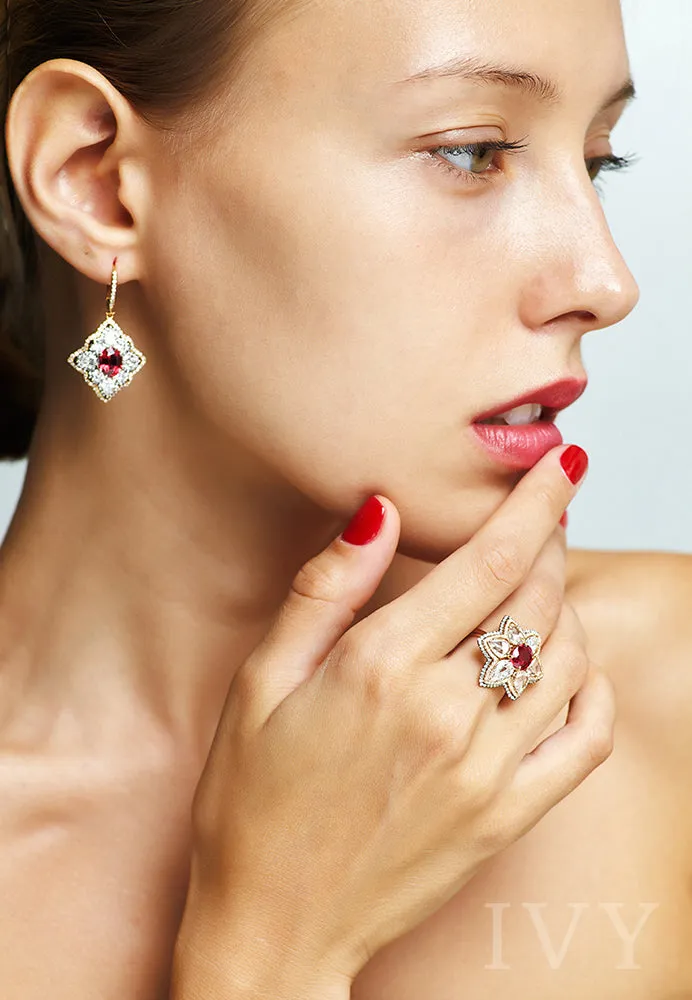 Red Spinel Jedi and Diamond Ring