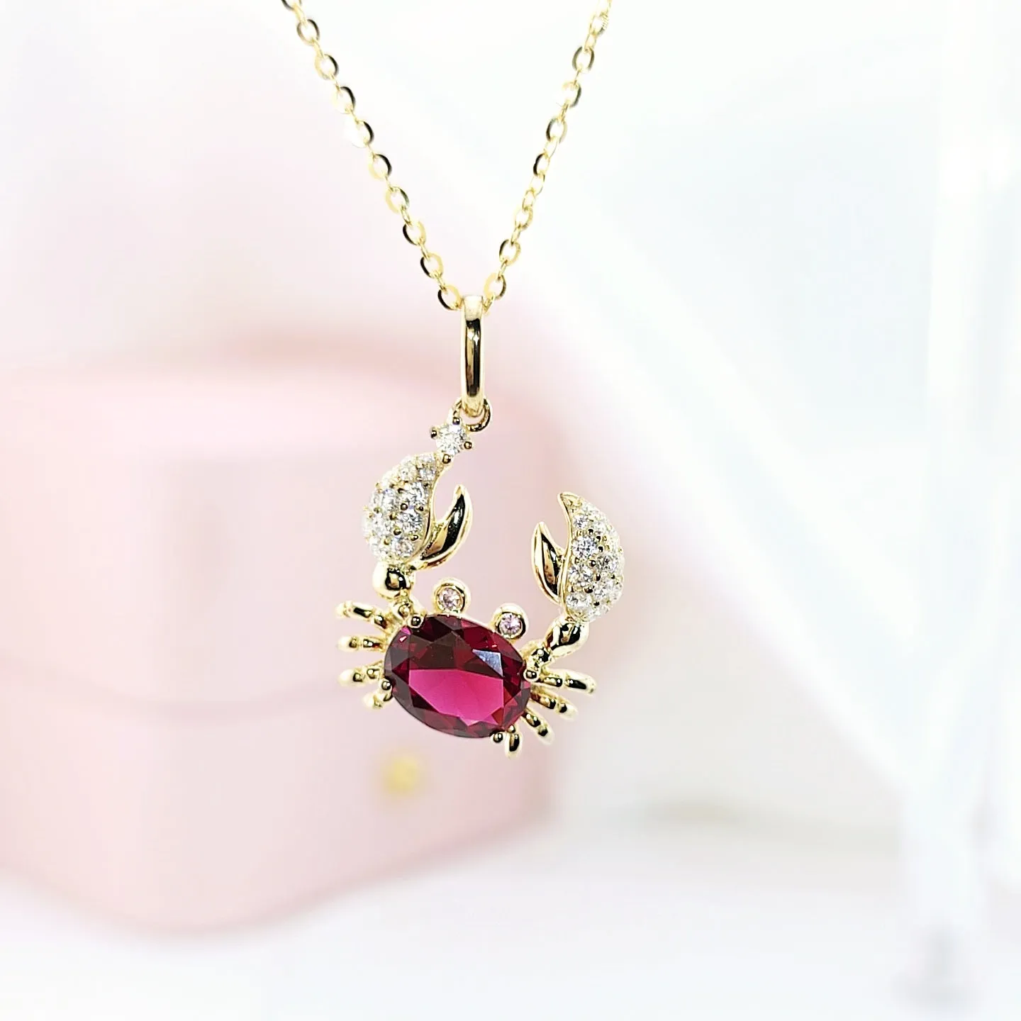 Red Stone Cancer Zodiac Constellation Pendant
