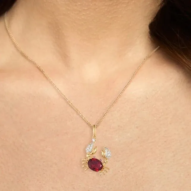 Red Stone Cancer Zodiac Constellation Pendant