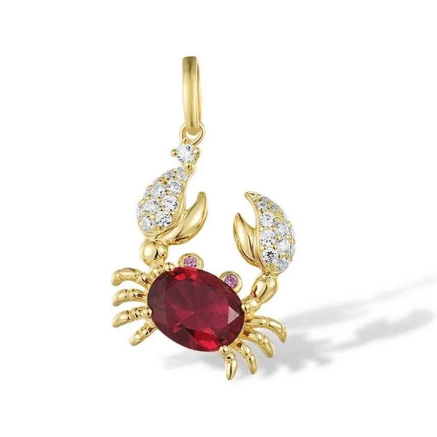 Red Stone Cancer Zodiac Constellation Pendant