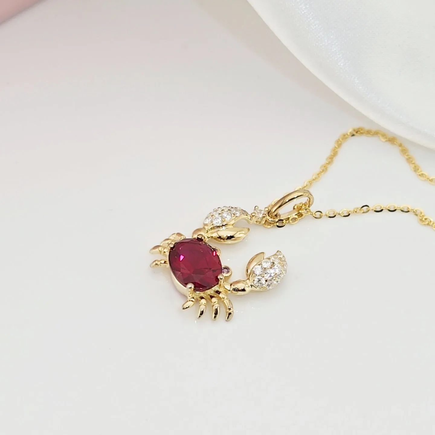 Red Stone Cancer Zodiac Constellation Pendant