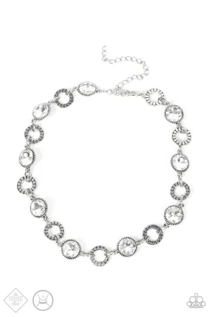 Rhinestone Rollout White Choker Necklace Paparazzi