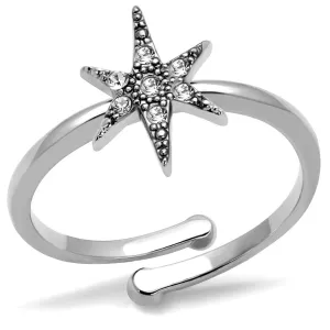 Rhodium Brass Ring with Top Grade Clear Crystal - Backordered, 4-7 Day Shipping Lead Time