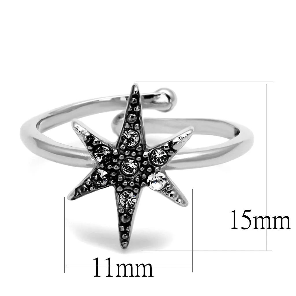 Rhodium Brass Ring with Top Grade Clear Crystal - Backordered, 4-7 Day Shipping Lead Time