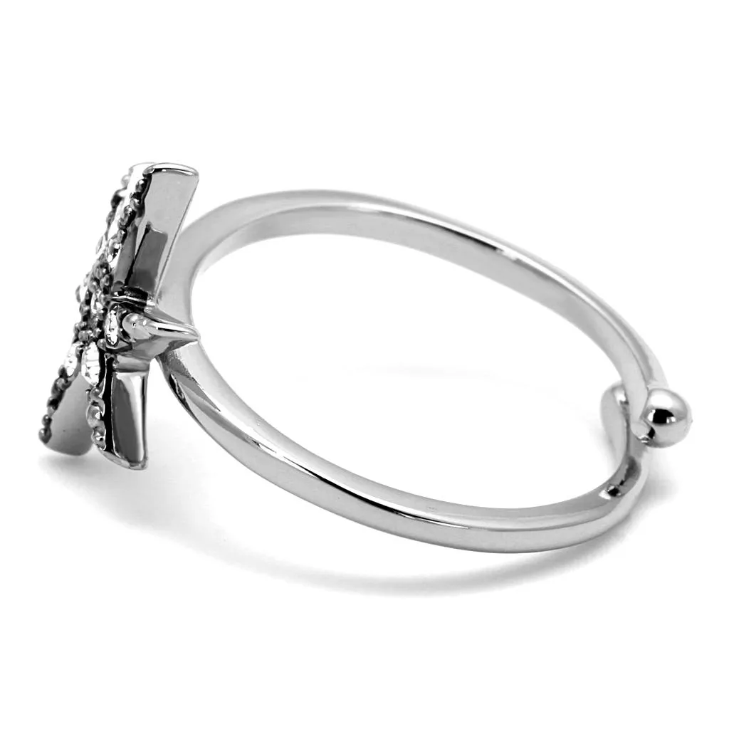 Rhodium Brass Ring with Top Grade Clear Crystal - Backordered, 4-7 Day Shipping Lead Time