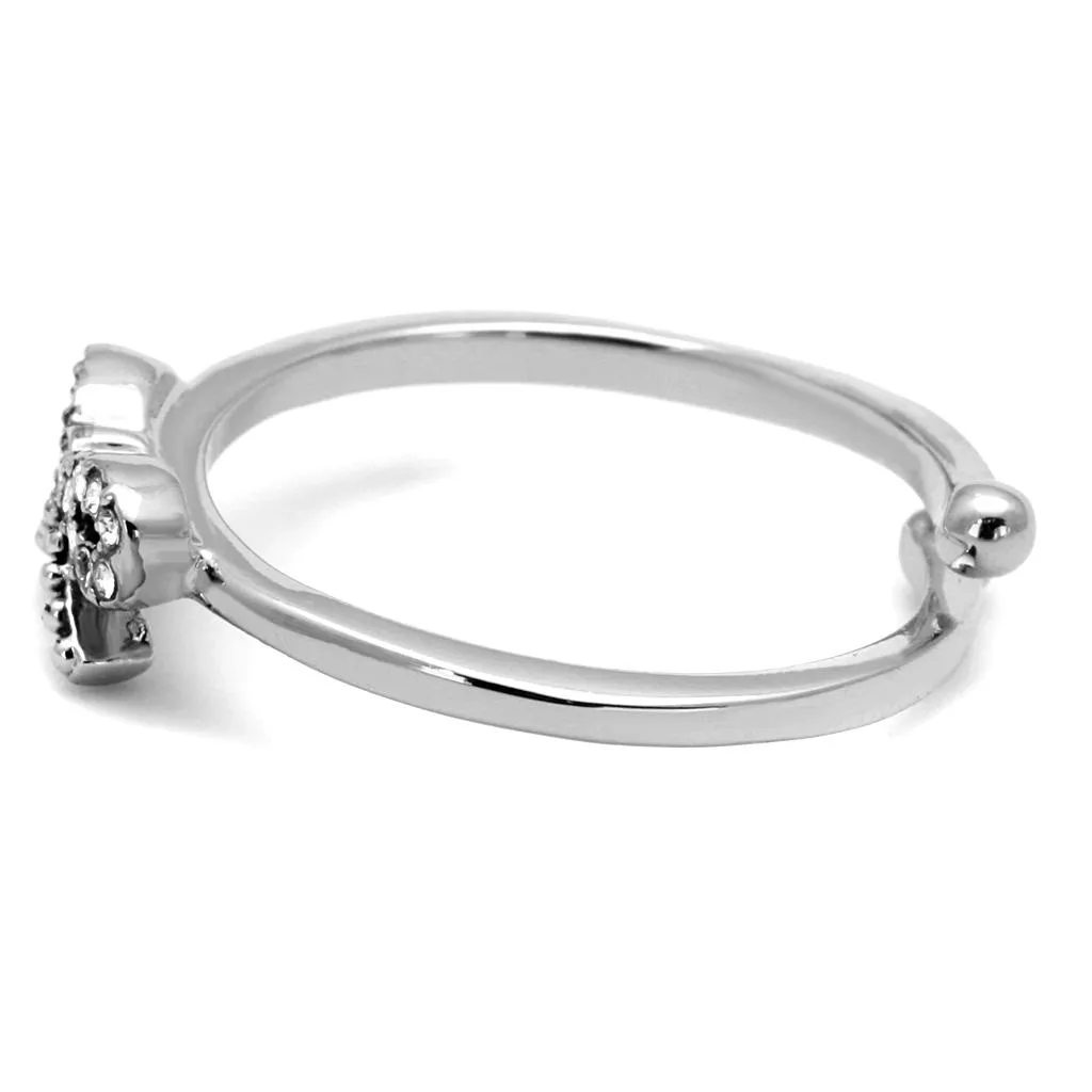 Rhodium Brass Ring with Top Grade Crystal - Clear, 4-7 Day Shipping Lead Time