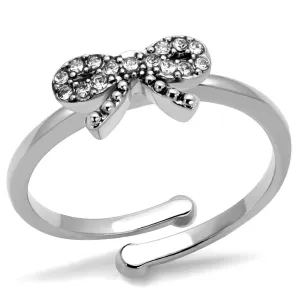 Rhodium Brass Ring with Top Grade Crystal - Clear, 4-7 Day Shipping Lead Time