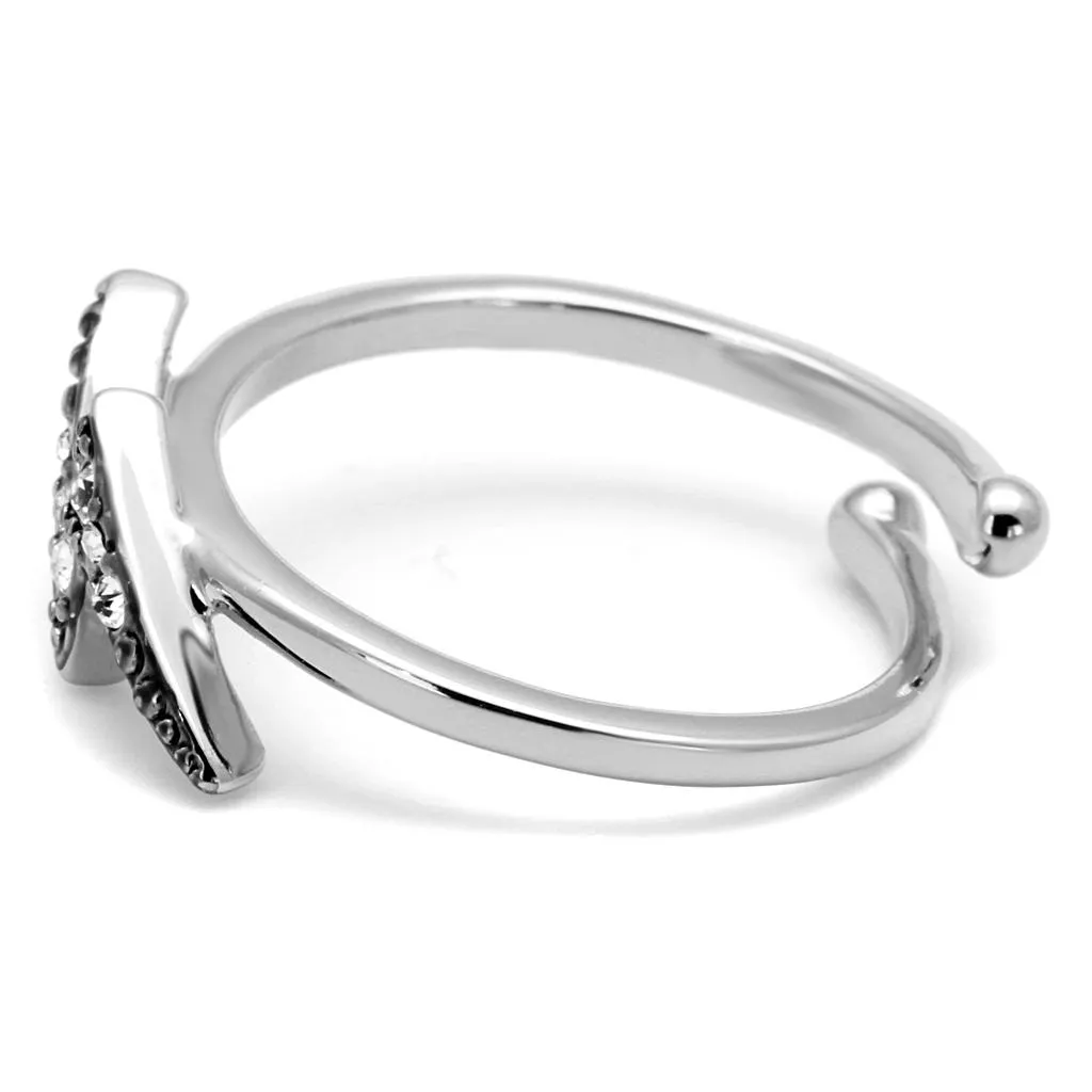 Rhodium Brass Ring with Top Grade Crystal - Clear, 4-7 Day Shipping Lead Time