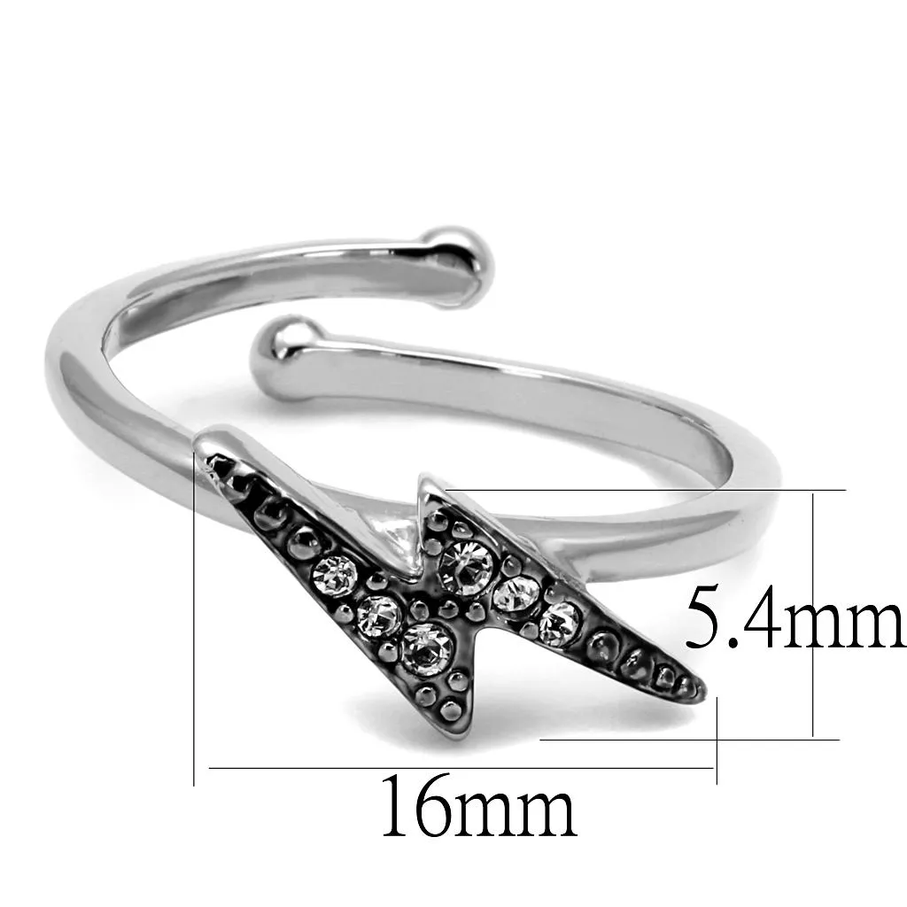 Rhodium Brass Ring with Top Grade Crystal - Clear, 4-7 Day Shipping Lead Time