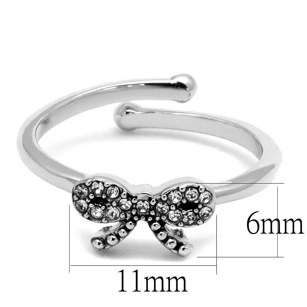 Rhodium Brass Ring with Top Grade Crystal - Clear, 4-7 Day Shipping Lead Time
