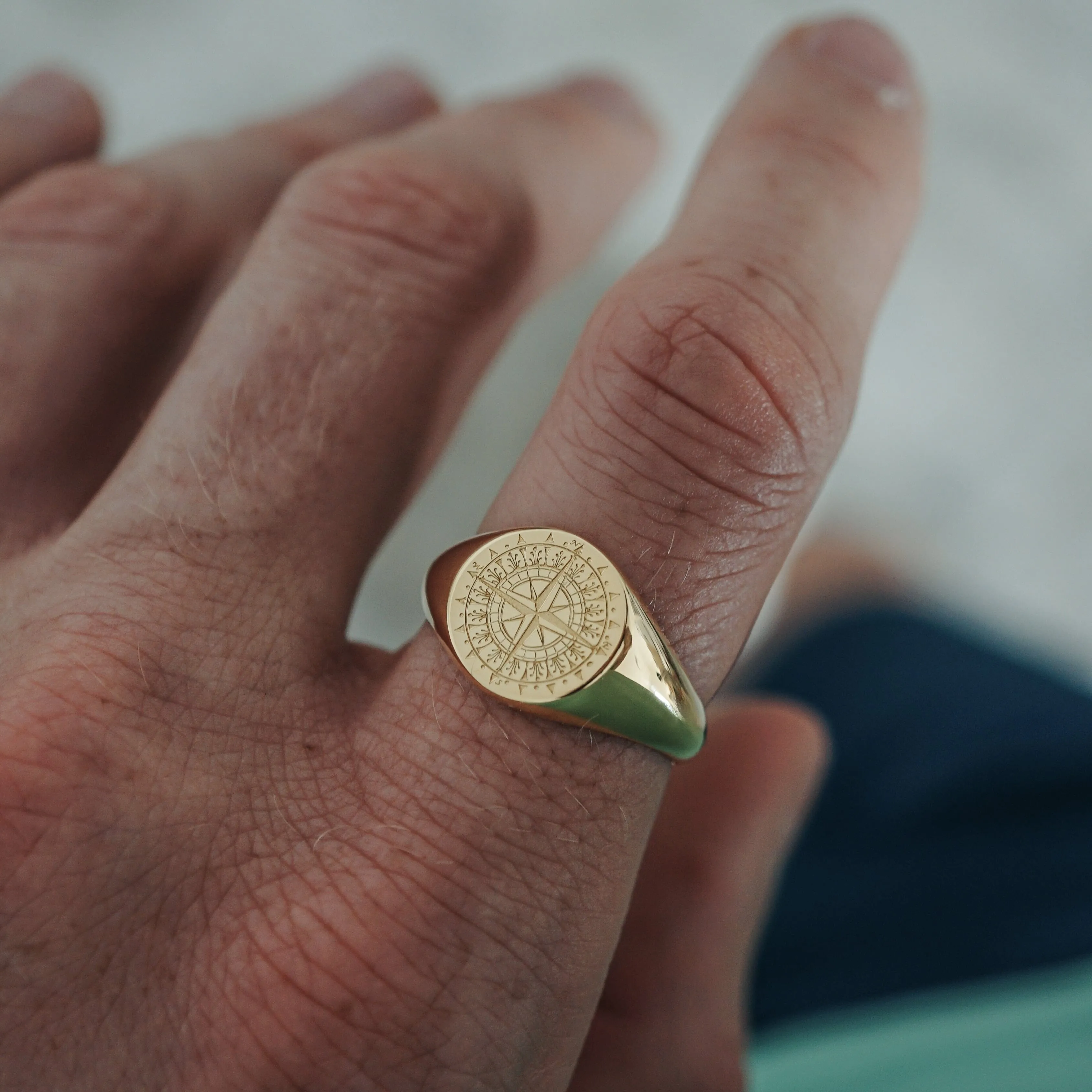Ring Silver & Gold Compass Rose